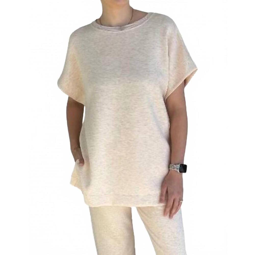 NEW P.CILL modal contrast tunic top in oatmeal